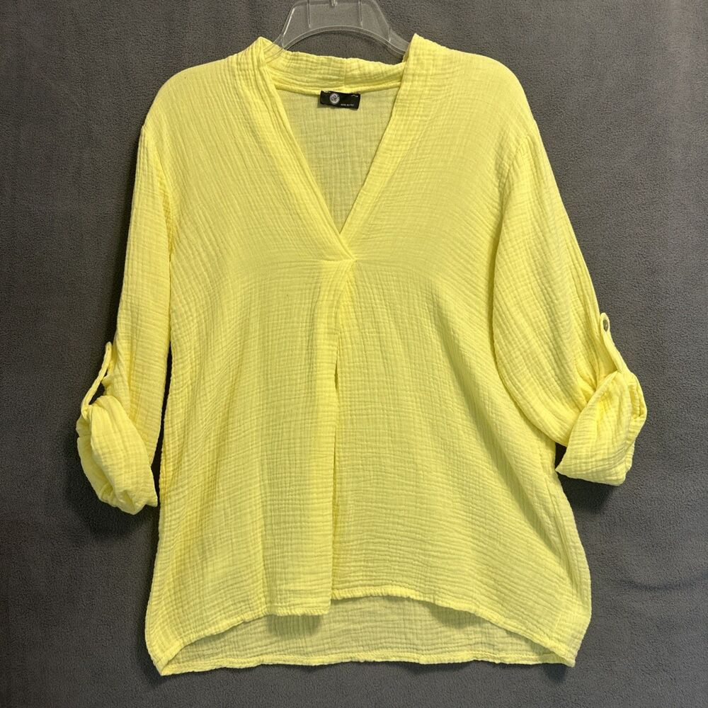 Made‎ In Italy 100% Linen Gauze Top Size Small Yellow Beachy Coastal Oversized